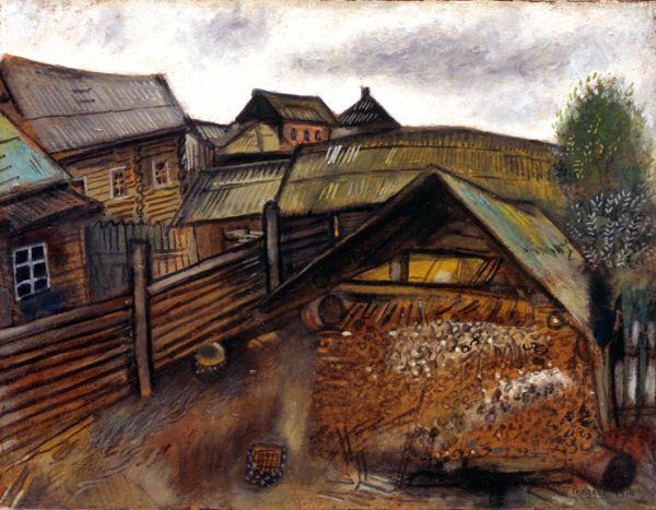 La calle en Vitebsk 1913 Marc Chagall contemporáneo. Pintura al óleo